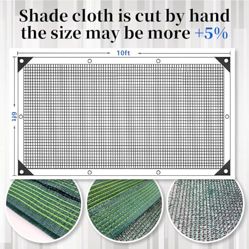 90% Blackish Green Shade Cloth, 10 x 6 ft with Reinforced Grommets - Image 2