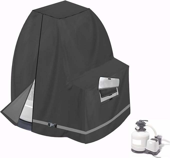 XCZ Sand Filter Pump Cover for 12-16INTEX Crystal Clear Sand Filter Pumps, Waterproof and UV Resistant, Above-Ground Pool Pump Cover Also Available with its Model ，Black only Cove