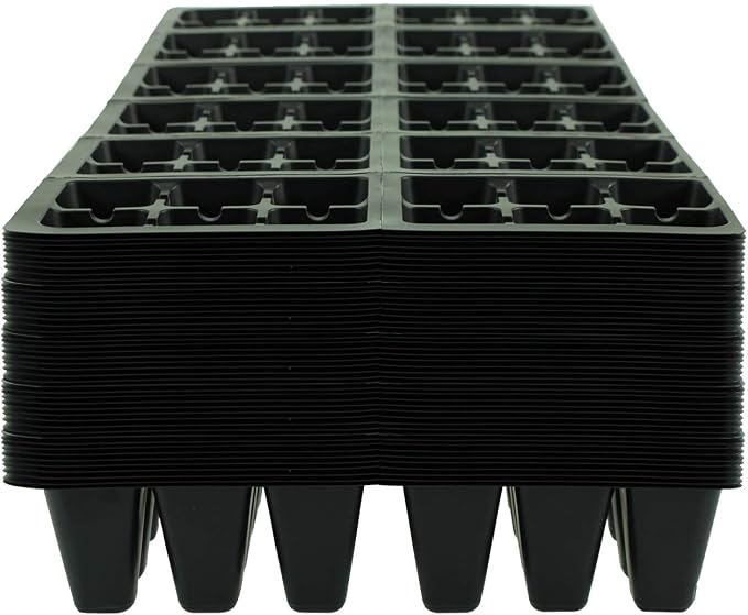 Handy Pantry Black Plastic Garden Tray Inserts – 50 Sheets, 72 Planting | Pot Cells Each – 2x3 Nested x12 Configuration – Ideal for Nursery, Greenhouse, Seed Starting, and Vegetable Gardening.
