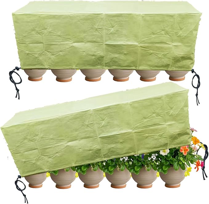 EJW Planter Cover, Plant Covers Freeze Protection,2 Pack 59"*17.7"x15.7" Planter Covers for Winter, Frost Cloths for Outdoor Plants, Raised Bed Covers for Winter.