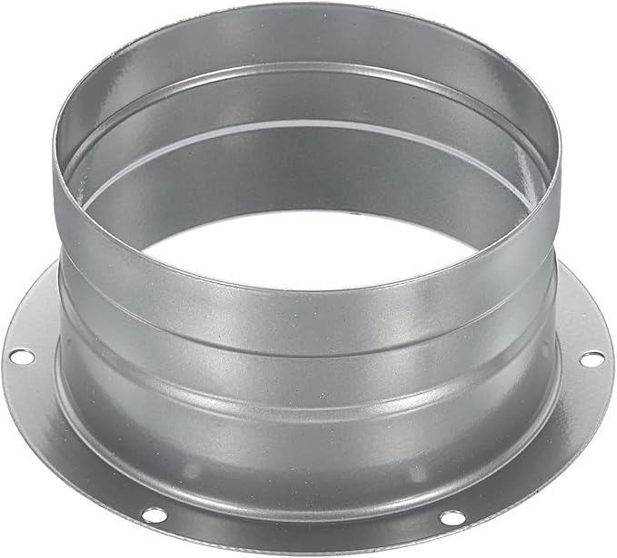 Metal Duct Connector Flange Galvanized Exhaust Hose Flange for Heating Cooling Ventilation System (Gray/4inch)