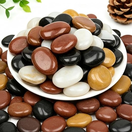 6lbs Polished River Rocks for Landscaping, 2-3 Inch Mixed Pebbles for Garden, Decorative Stones for Plants, Potted Succulents, Fish Tank, Aquarium Decor, Outdoor Yard & Walkways