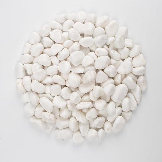 20 lbs White Polished Garden Stones, 0.5-1 Inch Decorative Rocks for Landscaping, Pathways, Yard Borders, Pots, Aquarium Decoration, and DIY Craft Projects (Pure White, Weight: 20 LB)