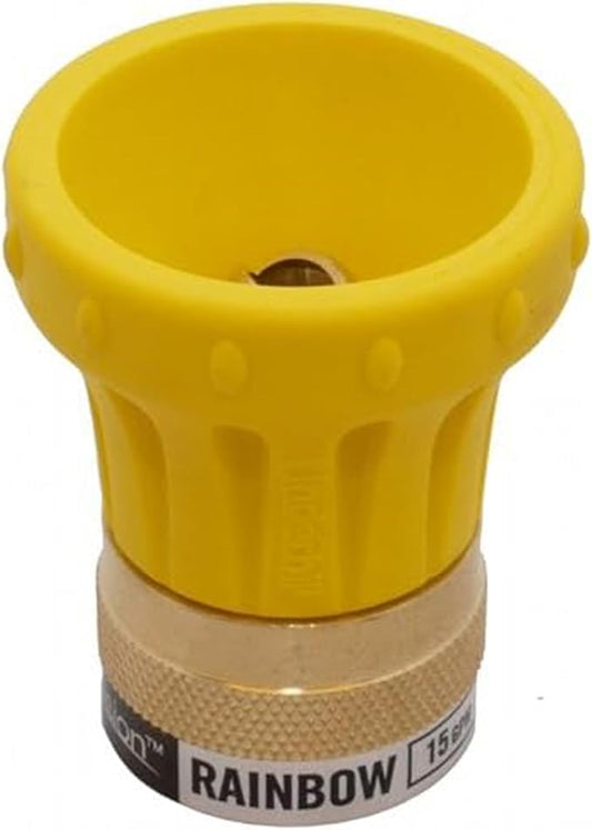 Underhill Precision Rainbow Garden Water Hose Nozzle Sprayer, 15 GPM 80 PSI, 3/4-Inch Thread Inlet, High Pressure Heavy-Duty Brass and Rubber, HN1500