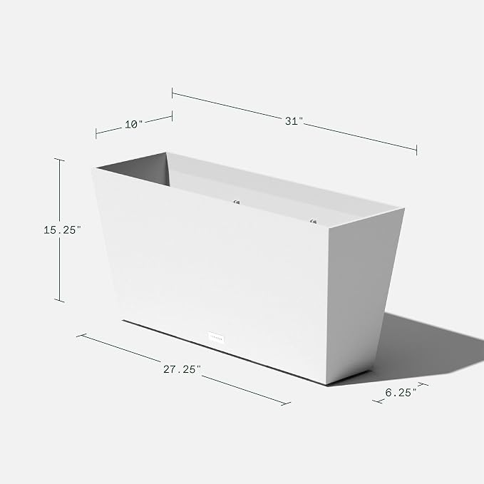 Veradek Pure Series Midori Trough Planter - Large Rectangular Planter for Indoor or Outdoor Deck/Porch | Durable All-Weather Use with Drainage Holes | Modern Decor for Shrubs, Flowers, Small Plants