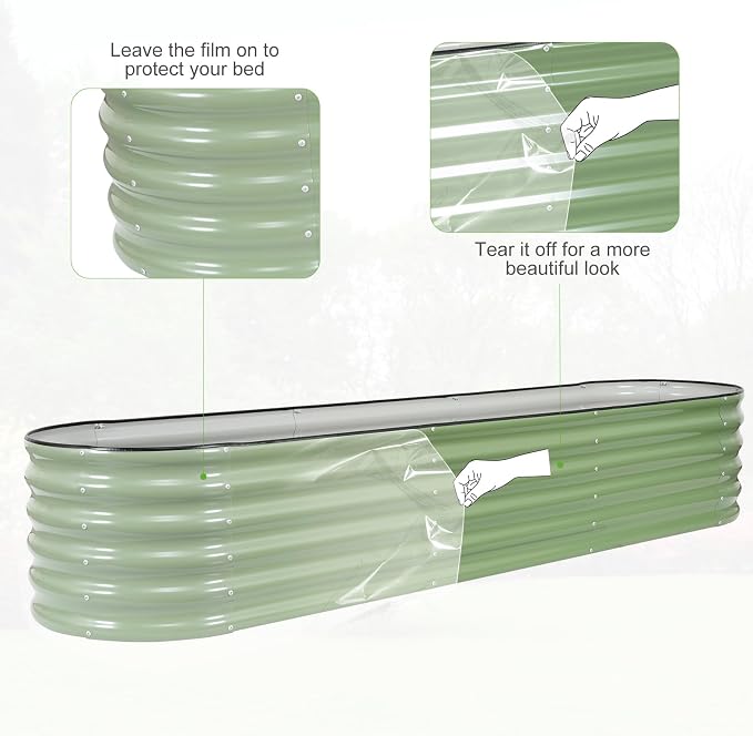 Galvanized Raised Garden Bed Outdoor- 2 Pcs Raised Beds for Gardening| Metal Planter Box, Steel Raised Garden Bed Kit with Gloves for Vegetables, Flower, Herbs (8x2x1.4FT, Green)