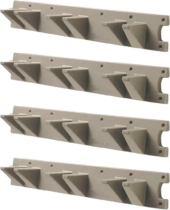 Suncast 4 Pack Wall Stud Mounted Garden Tool Hanger Organizer for Garage or Storage Space, 24 x 4.25 x 6 Inches, Holds Up to 6 Long Handled Tools
