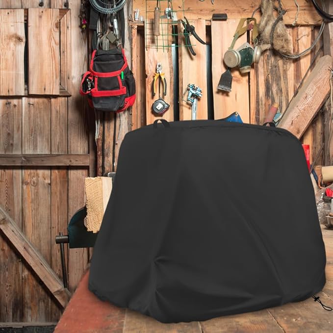 Miter Saw Cover, Waterproof Dust Cover for 10" and 12" Sliding Miter Saws | Black, Dual Handles, Buckle Secure, Windproof Drawstring, 600D Oxford Fabric, Garage & Workshop Storage, Miter Saw Dust Cover