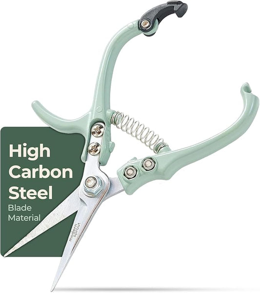 Modern Sprout Pruning Shears - Herb Snipping Scissors- Lightweight Gardening Tools W/Easy Lock - Flower Cutter Garden Shears - Carbon Steel Blade + Reusable Holster (Sage, 1-Pack)