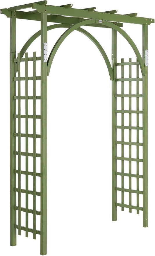VINGLI 85in Wooden Arbor Garden Arch, Wedding Arch for Ceremony, Wood Trellis for Plant Climbing, Christmas Decor Pergola for Garden Backyard, Lawn (Olive Green)