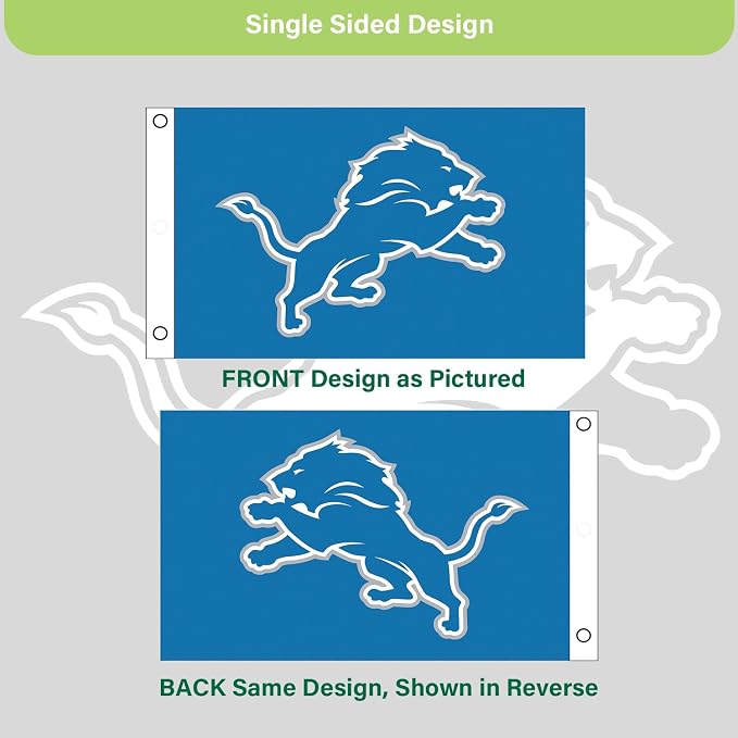 Team Sports America NFL Detroit Lions 3 x 5 Outdoor Durable House Flag with Grommets | Sport Team Flag & Banner | Indoor Wall Decor Flag for Room | Works with Flag Poles for Outside House