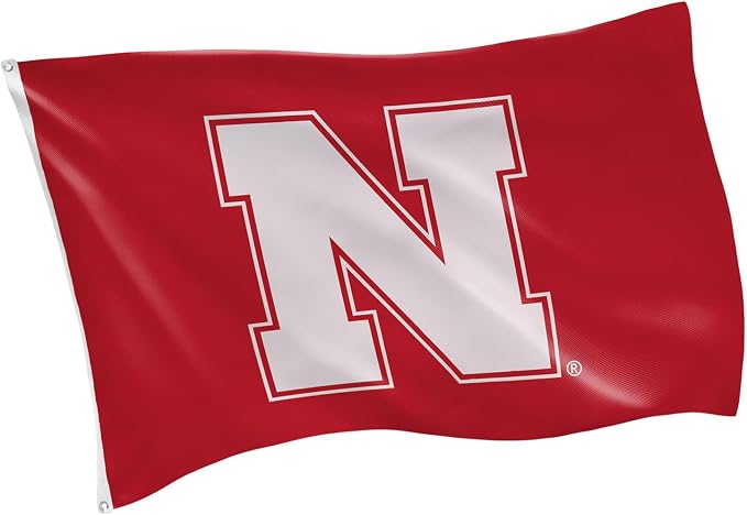NCAA University of Nebraska Flag with Grommets, 3'x5' Nebraska Cornhuskers Outdoor College Flags & Banners for Garden Patio Indoor Wall Décor