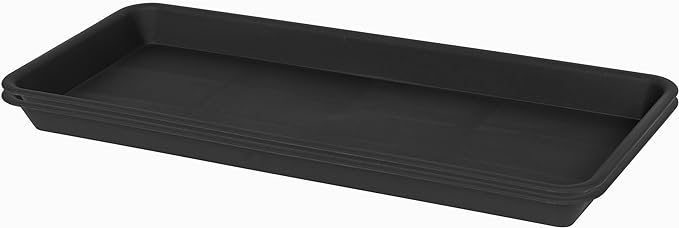 VUWEZ 2 Pack Plastic Plant Saucer, Rectangular, Indoors Outdoor, Drip Tray for Flower Pot, Windowsill (6 X 11 Inch, Black)