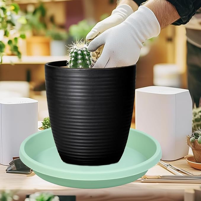 NIMYAU Plastic Plant Saucer 10 Inch Round Pack of 5 Plant Saucers Thickened Reusable Drip Trays for Flower Pots