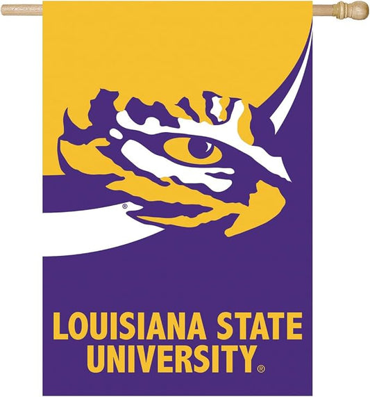 Team Sports America NCAA Louisiana State University House Flag, 28 x 44, Double Sided Garden Flags for Outside, Outdoor College Flags & Banners for Garden Patio, Indoor Wall Decor Flag for Room