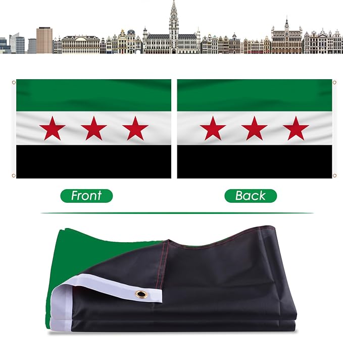 AhfuLife Syria Flag 3x5 Ft, Large Syrian Flags for Outside - Double Side with Brass Eyelets for Olympic Party Decorations, Soccer Party Decoration Bar Garden Street Decoration Indoor Outdoor