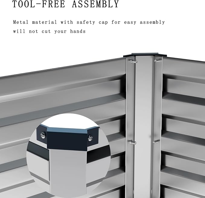 2PCS 8x2x1ft Galvanized Raised Garden Kit,Metal Planter Box,Silver | Outdoor Elevated Metal Planter Box For Vegetables, Flowers & Herbs. Rustproof Galvanized Steel, Open Drainage, Easy Assembly