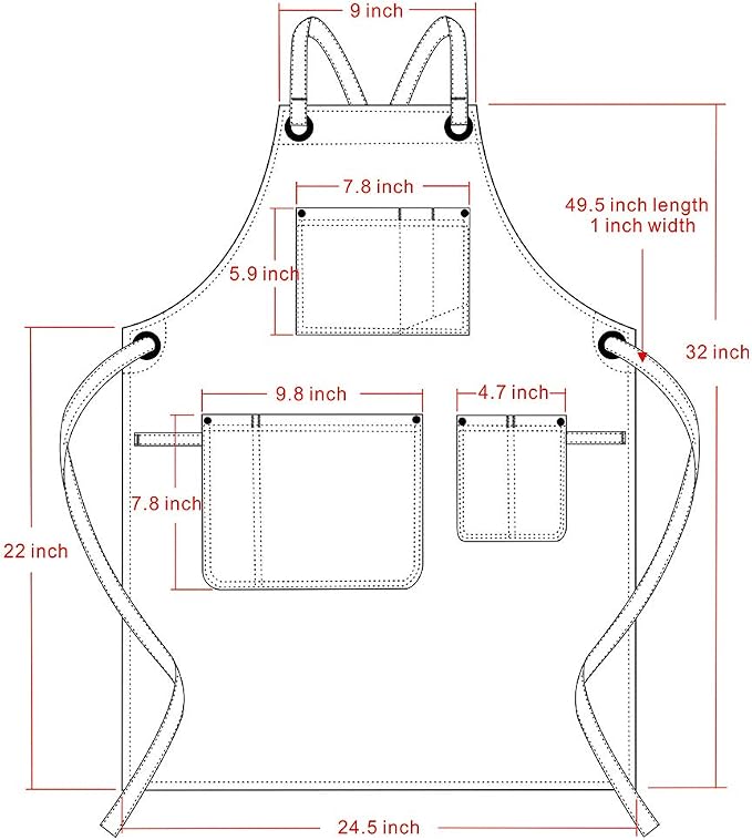 Jeanerlor - Denim Apron With Pockets for Women Women Hair Stylist(Blue-Black) - Special Washing Style Adjustable S to L
