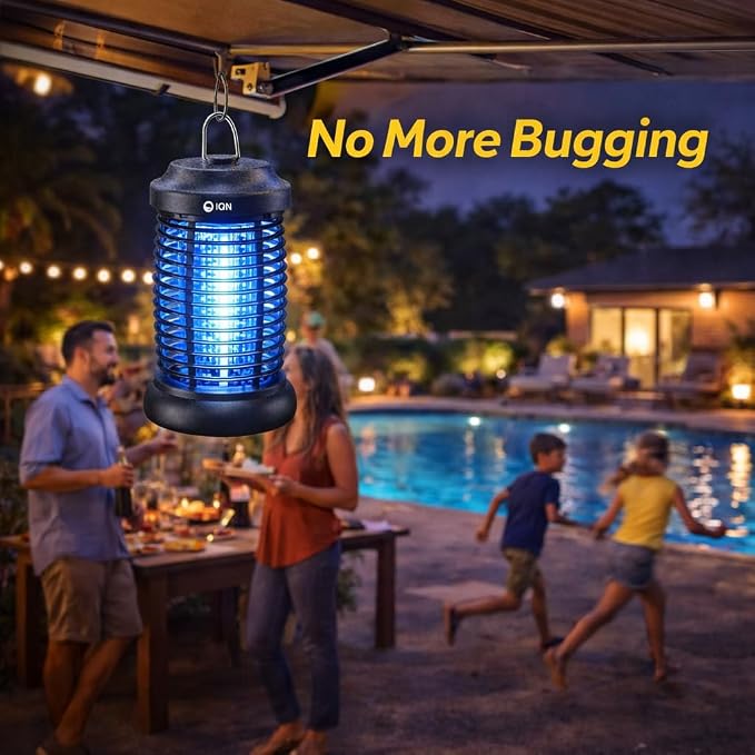 Bug Zapper Outdoor,15w Electric Mosquito Zapper with LED Light for Indoor,4200V Insect Fly Zapper Waterproof with 8.92ft Power Cord,Fly Trap Outdoor for Home,Patio,Backyard,Garden,Camping