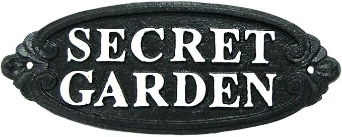 Cast Iron Embossed Secret Garden Wall Sign Lawn Yard Art Home Decor Door Gate Plaque