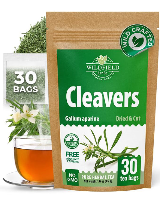 30 Bags Cleavers Herbal Tea (Galium Aparine) - 1.5g Tea Bag 30 Count Dried Cleavers Herb Tea