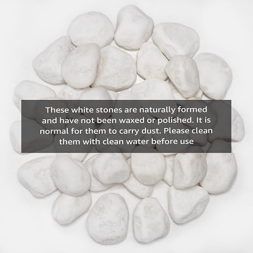 White Natural River Rocks, 1.5-2.5 Inch Decorative Stones for Plants, Garden, and Landscaping – 40LB, Ideal for Fish Tanks, Vases, Crafting, Home Decor, and Outdoor Landscaping