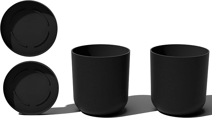 Veradek Mason Series Lima Planter - Round Planter for Indoor or Outdoor Porch/Garden | Made from Plastic-Stone Composite with Drainage Holes | Modern Décor for Succulents, Flowers, Small Plants