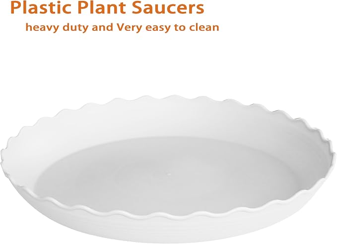 2 Pack Plant Saucer 18 inch, Heavy Duty Plastic Plant Saucers, Durable Plant Tray for Pots, Flower Saucers for Indoors, Plant Pot Saucers, Trays for Planter (White)