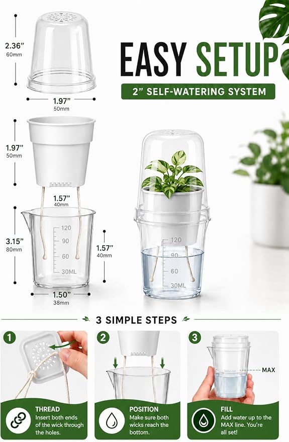 Tissue Culture Starter Kit, Self Watering Pots for Indoor Plants, TC Soil Kit with Volcanic Soil & Perlite, Clear Plant Pots with Drainage, TC Acclimation Kit, Potting Mix for Tissue Culture Plants