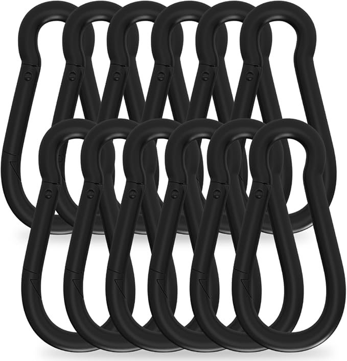 Heavy-Duty Carabiner Clip 1.57"–5.5", Black/Silver Spring Snap Hook, Quick Link Keychain Clip for Keys, Swing Set, Camping, Fishing, Hiking & Traveling (120–1350 lbs)