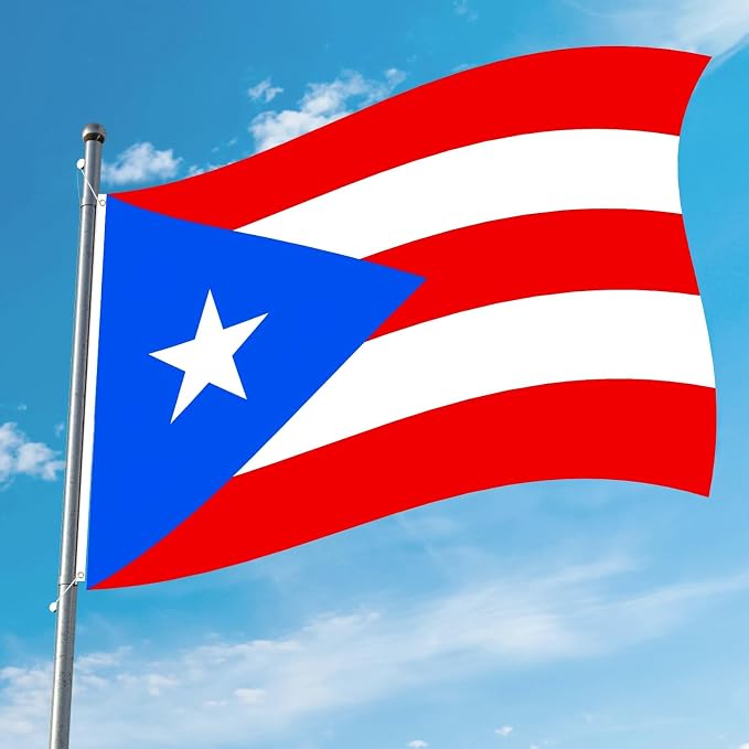 AhfuLife Puerto Rico Flag 3x5 Ft 2 Pcs, Large Puerto Rican Flags for Outside - Double Side with Brass Eyelets for Puerto Rican Party Decorations, Soccer Party Bar Garden Decoration Indoor Outdoor