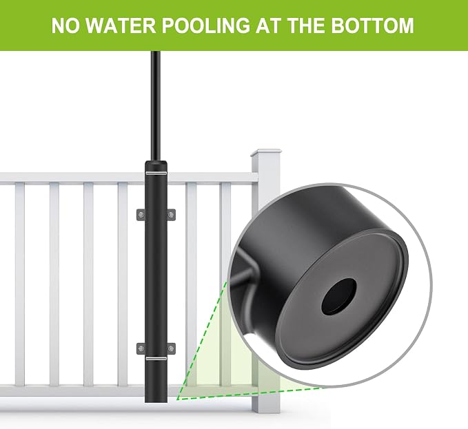 Dolibest Heavy Duty Patio Umbrella Holder, Steel Deck Clamp Holder up to 2'' Umbrella Pole, Deck Mount Umbrella Holder, Space Saving Design, Attaches to Railing Max Width 2 inch, Easy Installation