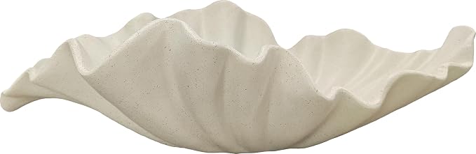 12" Decorative Bowl decor, Modern Home Decoration Scallop Bowl,Fashion Key Bowl for Entrance Table, Decorative Fruit Bowl for Kitchen Counter, Ruffle Decor, Light Gray
