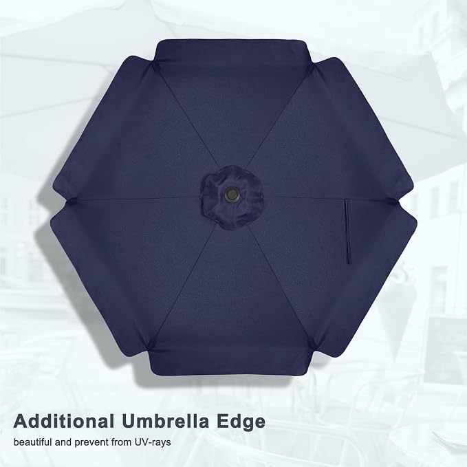 MASTERCANOPY 7.5ft Patio Umbrella with Valance, Crank and Tilt – 6 Ribs Outdoor Market Umbrella, UV/Fade Resistant, Waterproof Canopy with Wind Vent for Garden, Deck, Backyard, Pool (Navy Blue)