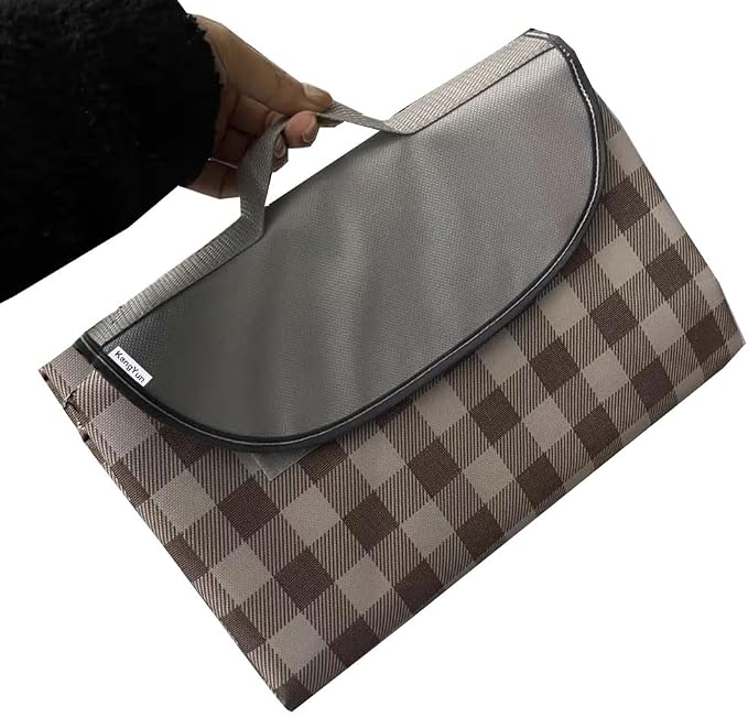 LRUUIDDE Extra Large Picnic Blanket Beach Blankets, Outdoor Foldable Waterproof Sand Mat for Beach Camping Hiking Travel Family Concerts Grass Park Music Festival Lawn Mats (Brown, 80x60inch)