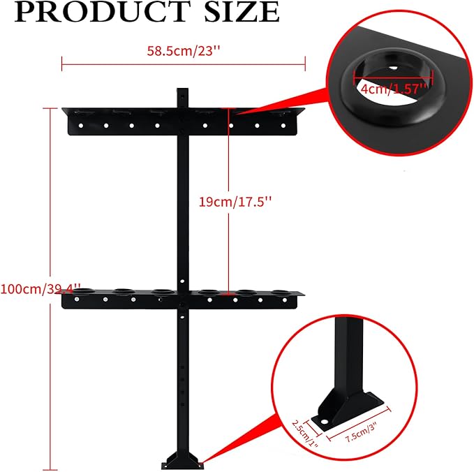 MEWSDEN Trailer Racks for Lawn Equipment, Trailer Tool Rack Shovel Holder for Shovels, Rakes, Hoes, Landscape Hand Tool Rack for Open Trailers, Lawncare Accessories, with 6 Tool Holes&Rubber Grommets