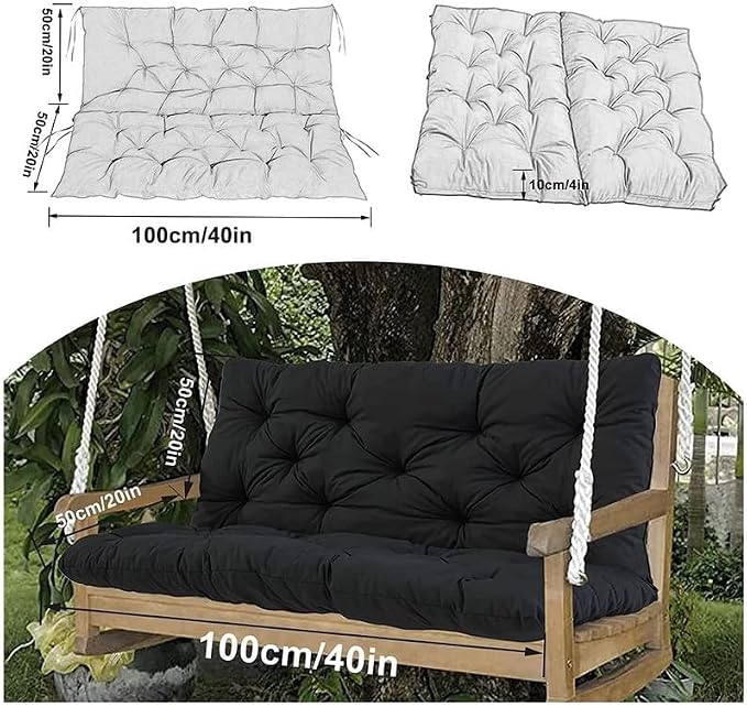 Swing Cushion Replacement Outdoor Porch Waterproof Bench Cushion 2-3 Seater Washable Bench Replacement Cushions for Outdoor Patio Porch Swing Cushions