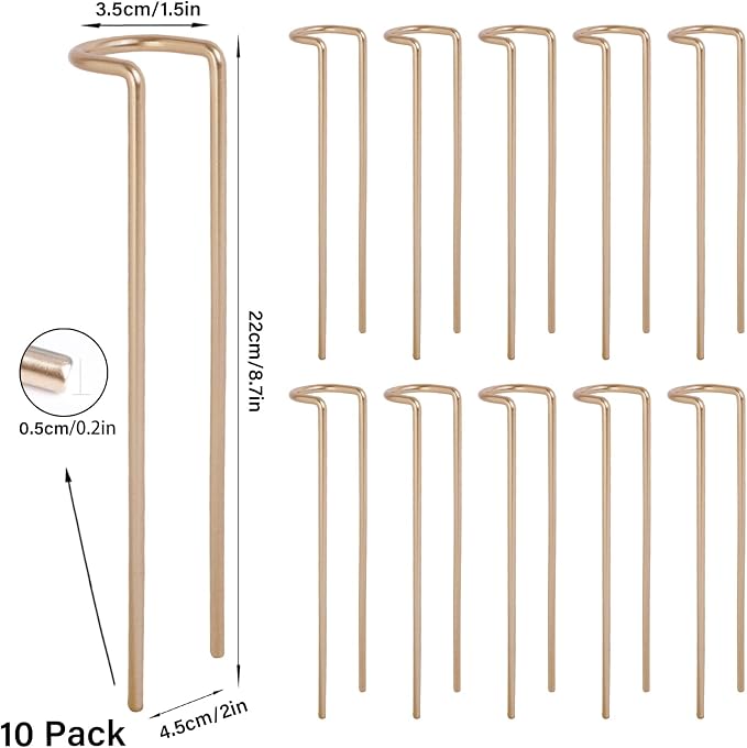 8.7 Inch Indoor Plant Trellis -10 Pack Small Gold Plant Supports for Outdoor Plants, Monstera Trellis Stakes & Stem Holders, Durable Iron Garden Flower Support for Young Plant Growth