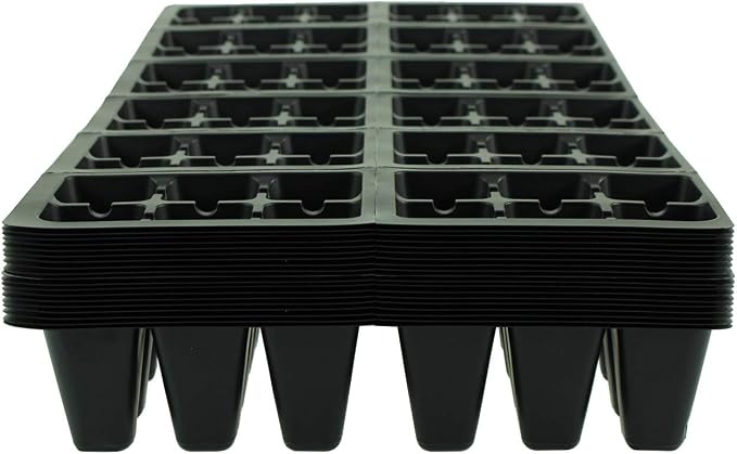 Handy Pantry Black Plastic Garden Tray Inserts – 20 Sheets, 72 Planting | Pot Cells Each – 2x3 Nested x12 Configuration – Ideal for Nursery, Greenhouse, Seed Starting, and Vegetable Gardening