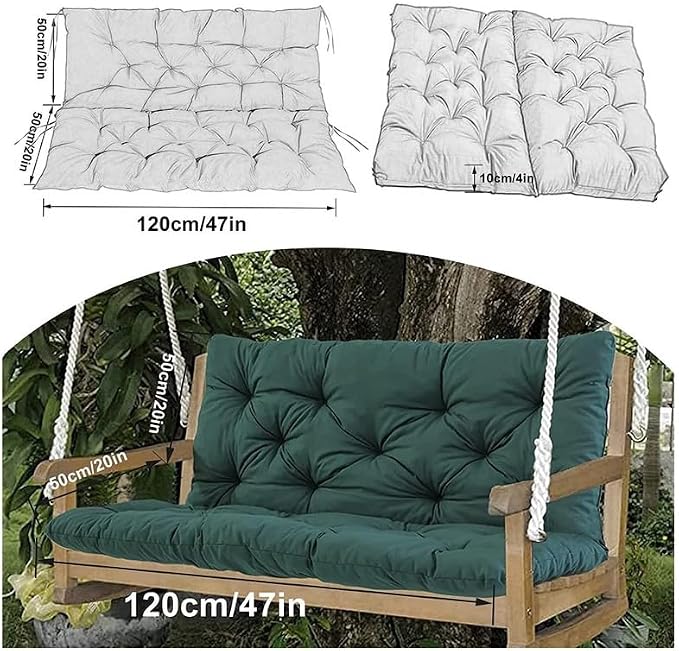 Swing Cushion Replacement Outdoor Porch Waterproof Bench Cushion 2-3 Seater Washable Bench Replacement Cushions for Outdoor Patio Porch Swing Cushions