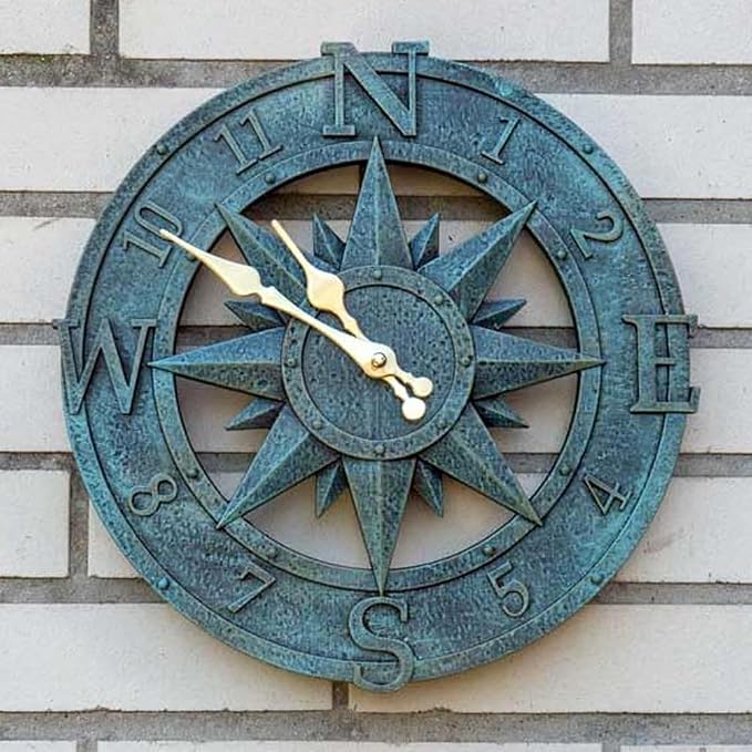 Outdoor Wall Clock 12in Garden Clock Waterproof Clocks Kitchen Home Clock for Garden, Patio and Deck -Not Silent (Turquoise-B)
