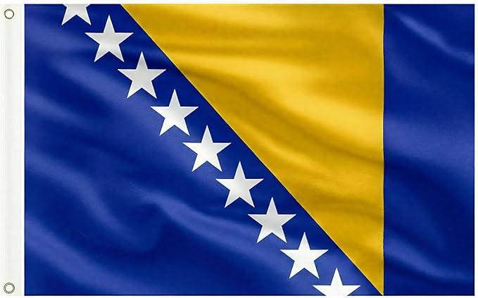 AhfuLife Bosnia and Herzegovina Flag 5ft x 3ft for Party Decor, 2 Pcs Large Bosnia-Herzegovina Flag Polyester Double Side with Brass Eyelets for World Cup Garden Street Indoor Outdoor