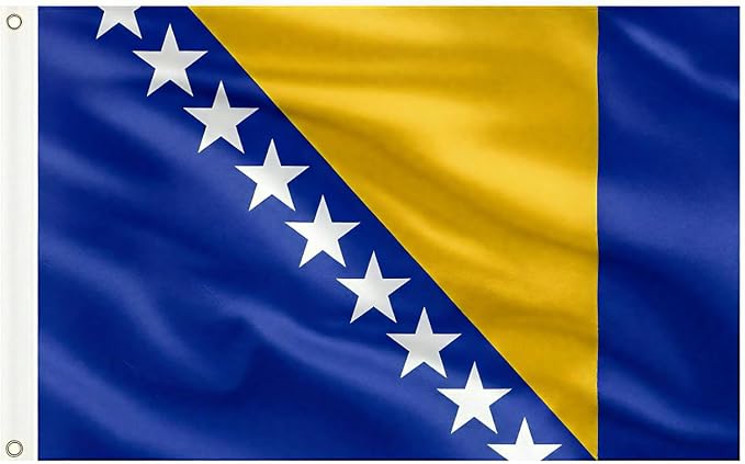 AhfuLife Bosnia and Herzegovina Flag 5ft x 3ft for Party Decor, 1 Pcs Large Bosnia-Herzegovina Flag Polyester Double Side with Brass Eyelets for World Cup Garden Street Indoor Outdoor
