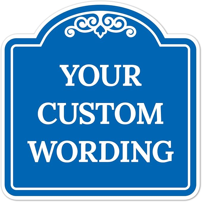 Custom Decorative Sign, Personalized Metal Sign for Business, Driveway, Home, Airbnb, Office Door Plaque, Blue Background, 8x8 Inches, ACM, Fade Resistant, Made in USA