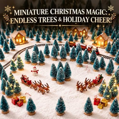 Sumind 144 Pcs Mini Bottle Brush Trees Small Christmas Trees, Light Green - Image 4