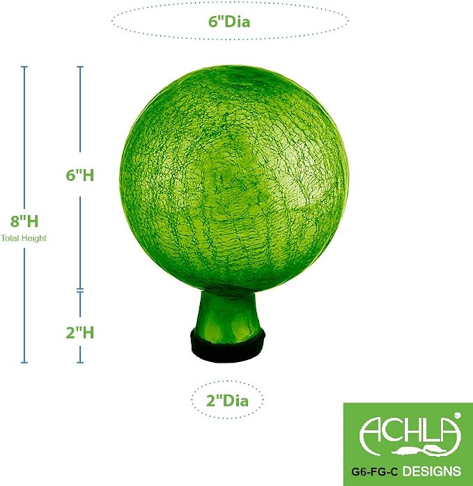 Achla Designs 6-Inch Crackle Gazing Globe Ball, Fern Green