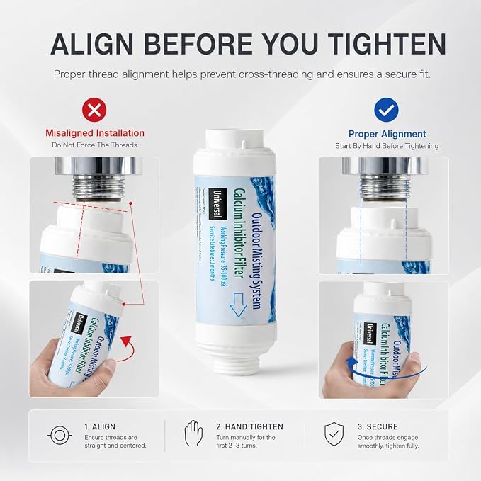 H&G lifestyles Calcium Inhibitor Filter for Misting System, Inline Garden Hose Water Softener, Reduce Hard Water Spots, Soften Water 3/4 GHT (Pack of 4)
