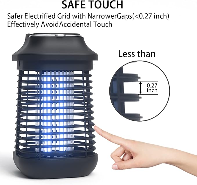 Bug Zapper Outdoor/Indoor,Mosquito Zapper 4200V High-Powered Waterproof Electronic Flying Insects Zapper,15W UVA Lamp Bulb,Fly Traps Patio Insects Killer,Trap Killer for Home,Kitchen, Backyard