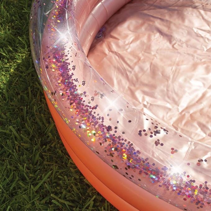 PoolCandy Rose Gold Glitter Inflatable Sunning Pool – 5-Foot Round Adult Lounge Pool for 2–3 Adults, Glam Backyard Patio Splash Tub | Fits 2-3 Adults - Glam Backyard Patio Splash Tub