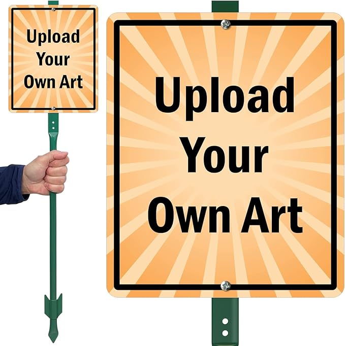 SmartSign 12 x 10 inch “Upload Your Own Art” Fully Custom Yard Sign with 3 foot Stake, 40 mil Laminated Rustproof Aluminum, Set of 1
